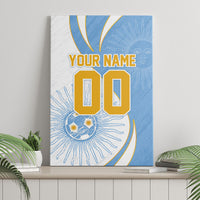 Personalized Argentina Football Fan Pride Canvas Wall Art Sun Of May Motif With Distressed Textures And Waves