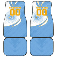 Personalized Argentina Football Fan Pride Car Mats Sun Of May Motif With Distressed Textures And Waves