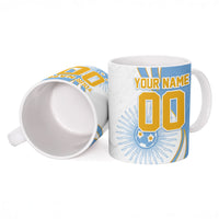 Personalized Argentina Football Fan Pride Ceramic Mug Sun Of May Motif With Distressed Textures And Waves