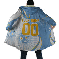 Personalized Argentina Football Fan Pride Cloak Sun Of May Motif With Distressed Textures And Waves