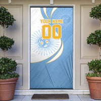 Personalized Argentina Football Fan Pride Door Cover Sun Of May Motif With Distressed Textures And Waves