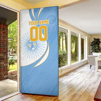Personalized Argentina Football Fan Pride Door Cover Sun Of May Motif With Distressed Textures And Waves