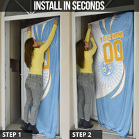 Personalized Argentina Football Fan Pride Door Cover Sun Of May Motif With Distressed Textures And Waves