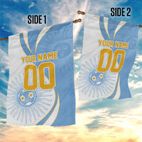 Personalized Argentina Football Fan Pride Garden Flag Sun Of May Motif With Distressed Textures And Waves