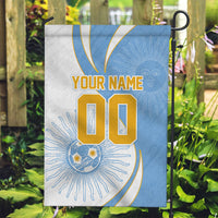 Personalized Argentina Football Fan Pride Garden Flag Sun Of May Motif With Distressed Textures And Waves