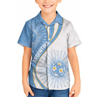 Personalized Argentina Football Fan Pride Hawaiian Shirt Sun Of May Motif With Distressed Textures And Waves