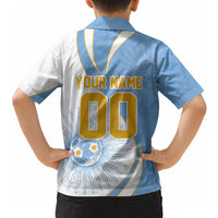 Personalized Argentina Football Fan Pride Hawaiian Shirt Sun Of May Motif With Distressed Textures And Waves