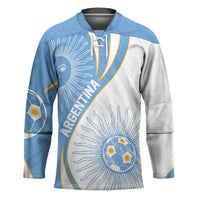 Personalized Argentina Football Fan Pride Hockey Jersey Sun Of May Motif With Distressed Textures And Waves
