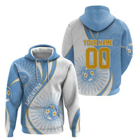 Personalized Argentina Football Fan Pride Hoodie Sun Of May Motif With Distressed Textures And Waves