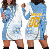 Personalized Argentina Football Fan Pride Hoodie Dress Sun Of May Motif With Distressed Textures And Waves
