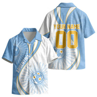 Personalized Argentina Football Fan Pride Kid Hawaiian Shirt Sun Of May Motif With Distressed Textures And Waves