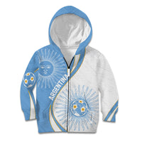 Personalized Argentina Football Fan Pride Kid Hoodie Sun Of May Motif With Distressed Textures And Waves