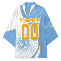 Personalized Argentina Football Fan Pride Kimono Sun Of May Motif With Distressed Textures And Waves