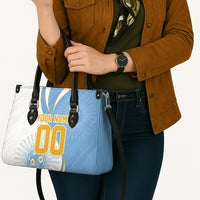 Personalized Argentina Football Fan Pride Leather Bag Sun Of May Motif With Distressed Textures And Waves