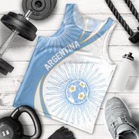 Personalized Argentina Football Fan Pride Men Tank Top Sun Of May Motif With Distressed Textures And Waves