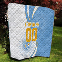 Personalized Argentina Football Fan Pride Quilt Sun Of May Motif With Distressed Textures And Waves
