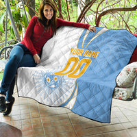 Personalized Argentina Football Fan Pride Quilt Sun Of May Motif With Distressed Textures And Waves