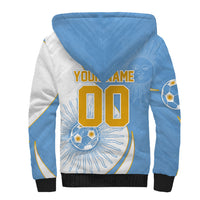 Personalized Argentina Football Fan Pride Sherpa Hoodie Sun Of May Motif With Distressed Textures And Waves