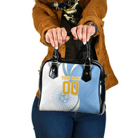 Personalized Argentina Football Fan Pride Shoulder Handbag Sun Of May Motif With Distressed Textures And Waves