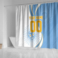 Personalized Argentina Football Fan Pride Shower Curtain Sun Of May Motif With Distressed Textures And Waves