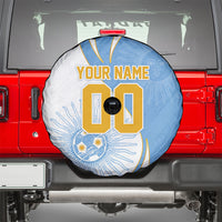 Personalized Argentina Football Fan Pride Spare Tire Cover Sun Of May Motif With Distressed Textures And Waves