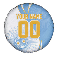 Personalized Argentina Football Fan Pride Spare Tire Cover Sun Of May Motif With Distressed Textures And Waves