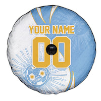 Personalized Argentina Football Fan Pride Spare Tire Cover Sun Of May Motif With Distressed Textures And Waves