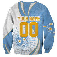 Personalized Argentina Football Fan Pride Sweatshirt Sun Of May Motif With Distressed Textures And Waves
