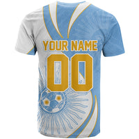 Personalized Argentina Football Fan Pride T Shirt Sun Of May Motif With Distressed Textures And Waves