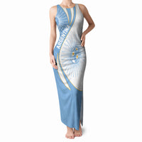 Personalized Argentina Football Fan Pride Tank Maxi Dress Sun Of May Motif With Distressed Textures And Waves