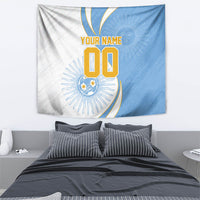 Personalized Argentina Football Fan Pride Tapestry Sun Of May Motif With Distressed Textures And Waves