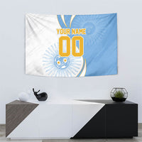 Personalized Argentina Football Fan Pride Tapestry Sun Of May Motif With Distressed Textures And Waves