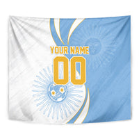Personalized Argentina Football Fan Pride Tapestry Sun Of May Motif With Distressed Textures And Waves