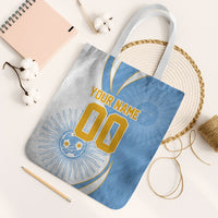 Personalized Argentina Football Fan Pride Tote Bag Sun Of May Motif With Distressed Textures And Waves
