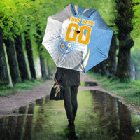 Personalized Argentina Football Fan Pride Umbrella Sun Of May Motif With Distressed Textures And Waves