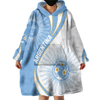 Personalized Argentina Football Fan Pride Wearable Blanket Hoodie Sun Of May Motif With Distressed Textures And Waves
