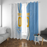 Personalized Argentina Football Fan Pride Window Curtain Sun Of May Motif With Distressed Textures And Waves