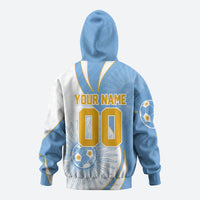 Personalized Argentina Football Fan Pride Zip Hoodie Sun Of May Motif With Distressed Textures And Waves