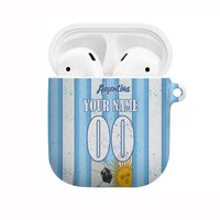 Personalized Argentina Football Fan AirPods Case Sun Of May - Albiceleste Stripes Argentina Flag