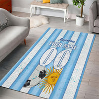 Personalized Argentina Football Fan Area Rug Sun Of May - Albiceleste Stripes Argentina Flag