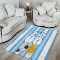 Personalized Argentina Football Fan Area Rug Sun Of May - Albiceleste Stripes Argentina Flag