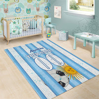 Personalized Argentina Football Fan Area Rug Sun Of May - Albiceleste Stripes Argentina Flag