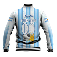 Personalized Argentina Football Fan Baseball Jacket Sun Of May - Albiceleste Stripes Argentina Flag