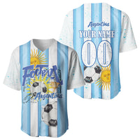 Personalized Argentina Football Fan Baseball Jersey Sun Of May - Albiceleste Stripes Argentina Flag