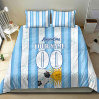 Personalized Argentina Football Fan Bedding Set Sun Of May - Albiceleste Stripes Argentina Flag