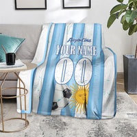 Personalized Argentina Football Fan Blanket Sun Of May - Albiceleste Stripes Argentina Flag
