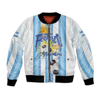 Personalized Argentina Football Fan Bomber Jacket Sun Of May - Albiceleste Stripes Argentina Flag