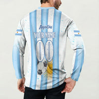 Personalized Argentina Football Fan Button Sweatshirt Sun Of May - Albiceleste Stripes Argentina Flag