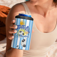 Personalized Argentina Football Fan 4 in 1 Can Cooler Tumbler Sun Of May - Albiceleste Stripes Argentina Flag