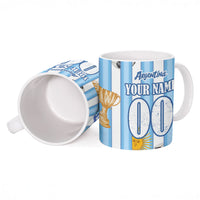 Personalized Argentina Football Fan Ceramic Mug Sun Of May - Albiceleste Stripes Argentina Flag